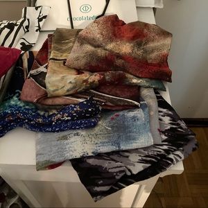 Assorted scarves (large square when unfolded) various colorful prints